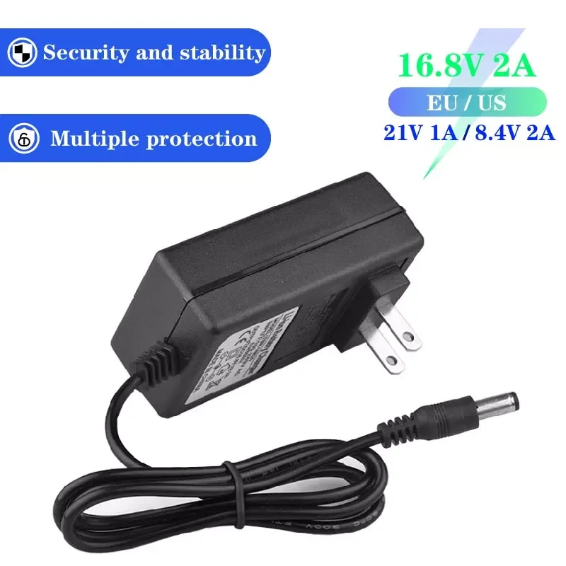 

18650 Lithium Battery Charger 16.8V 2A li-ion Battery Charger for 21V 1A 8.4V 2A Smart Charger 18650 Battery Pack DC 5.5*2.1 MM