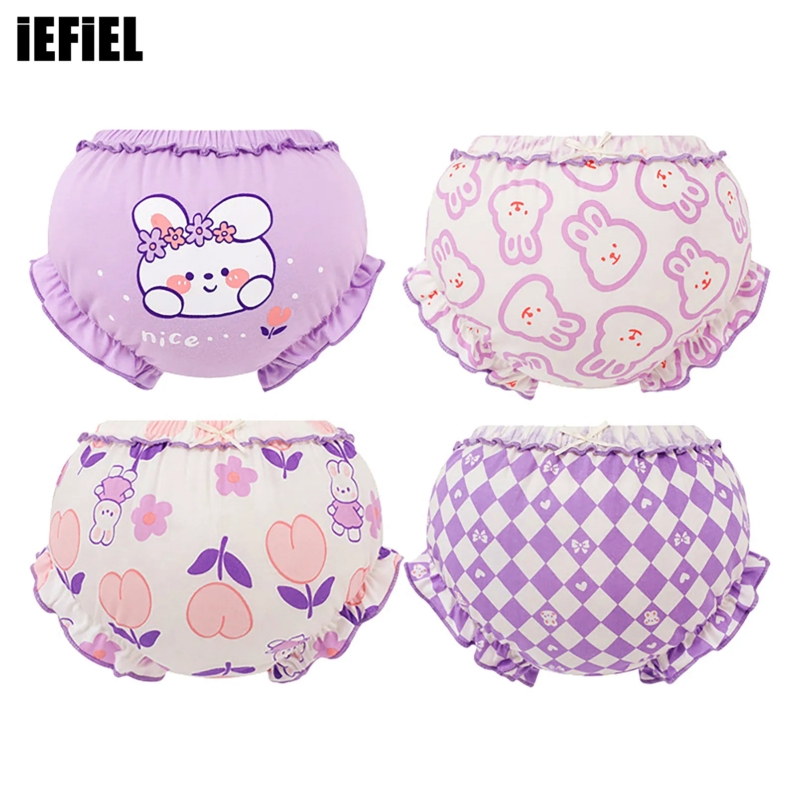 

Baby Girls Toddlers Girls Cotton Bloomers Cute Print Bowknot Ruffled Flounce Diaper Covers Underwear Breathable Briefs Panty