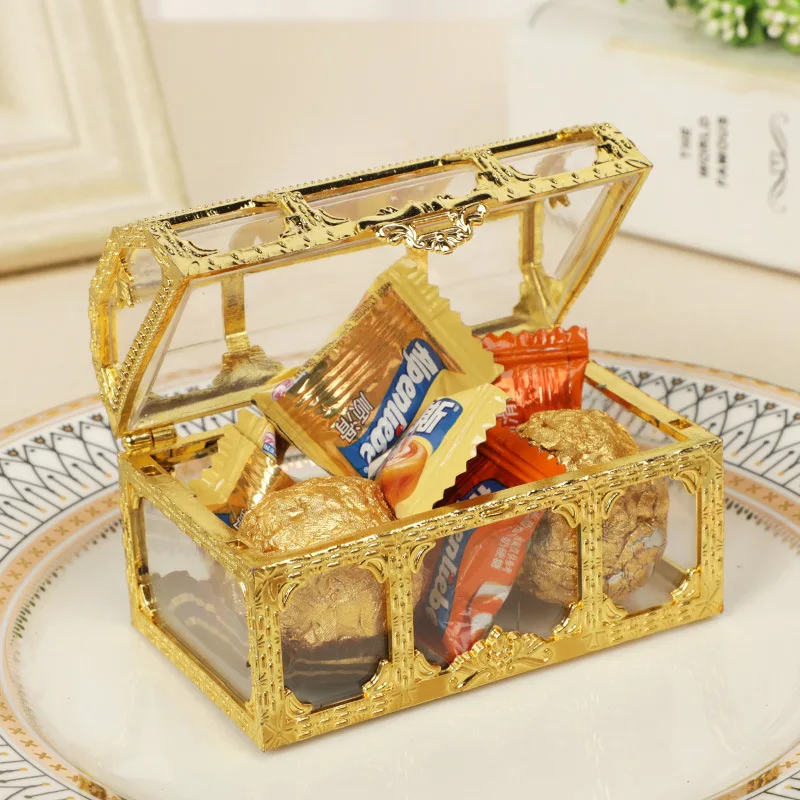 

Vintage Golden Pirate Treasure Storage Box Candy Trinket for Jewelry Crystal Gem Trinket Box Bedroom Decoration