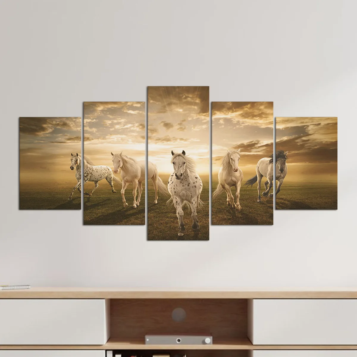 

Angel's Art 5pcs/Set Unframed Running Horses Print Wall Decor Painting
