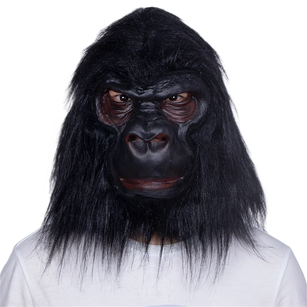 

Halloween Party Cosplay Costume Props Smile Gorilla Ape Full Head Mask Latex Animal Head Fancy Dress Costume Props