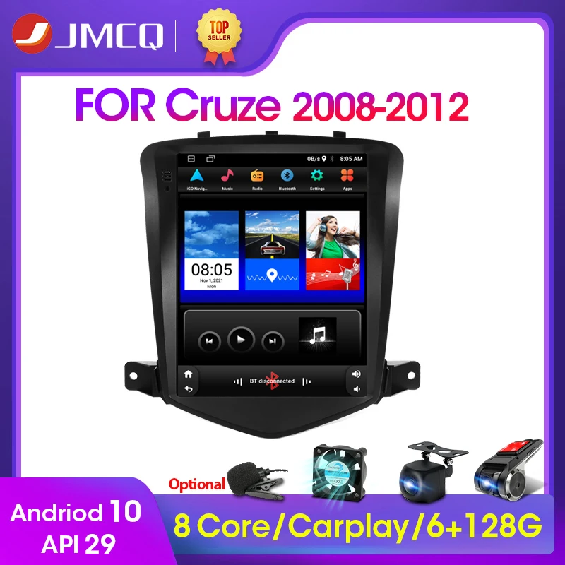 JMCQ 2Din Android Car Stereo Radio Multimedia Video Player For Chevrolet Cruze J300 2008 - 2012 GPS Navigation Carplay 2 din