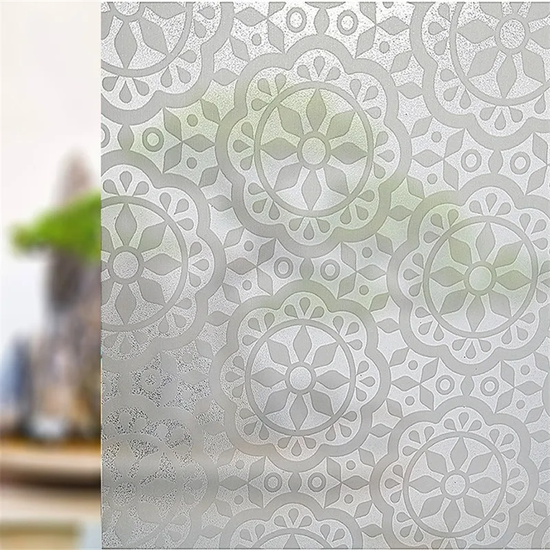 

45*100cm Opaque Stained Embossed Sun Flower Frosted Window Films Vinyl Static Cling Self Adhesive Privacy Glass Stickers