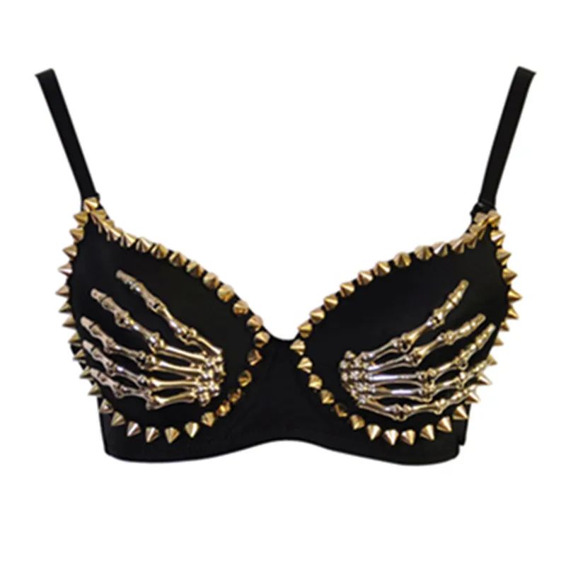 

Gothic sexy women Rock style Claws Rivet Punk Nightclub bra Nightclub DJ Steampunk Corset Bustier Sexy Tops