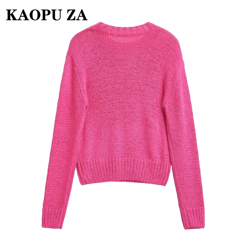 KAOPU ZA 2024 осень новый милый курортный стиль красный вязаный свитер с длинным