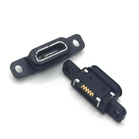 10 100pcs micro usb 5pin charging jack socket dock port 5p ip67 waterproof female connector with screw hole