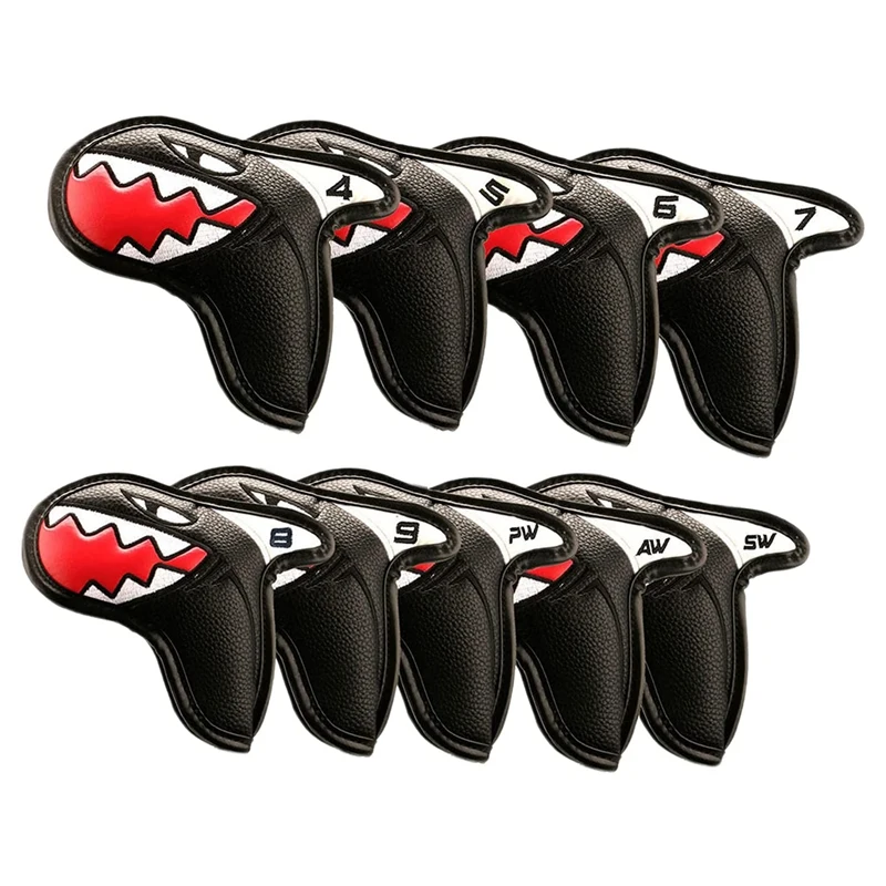 

Golf Putter Headcover Golf Club Iron Headcover Head Cover PU Tool 9X Shark Golf Iron Head Covers