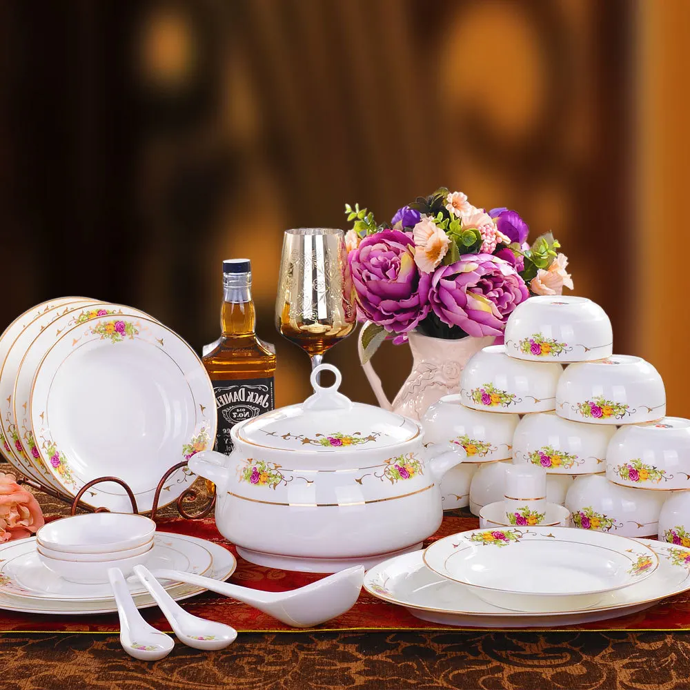 

Guci столовая посуда Jingdezhen 56 Подлинная китайская миска для посуды и ложка в стиле Пномпень