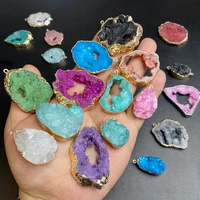 38 styles fashion irregular druzy stone pendant dyed raw quartz agat charms for women jewelry necklace earrings accessories 1pcs