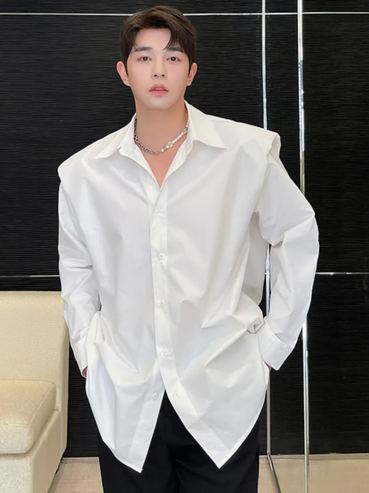 

SYUHGFA 2022 Spring Autumn New Turn Down Collar Long Sleeve Solid Color Shirt Loose Casual Japanese Style Tops Men Clothing