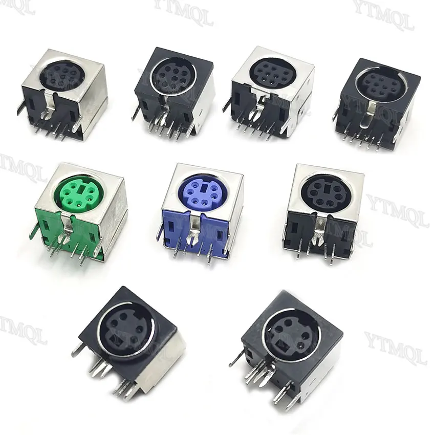 Mini Din Pinos Fêmea Din Soquetes Md-sm Escudo Ângulo Direito Através de Furos Pcb Conector Receptáculo Circular Peças