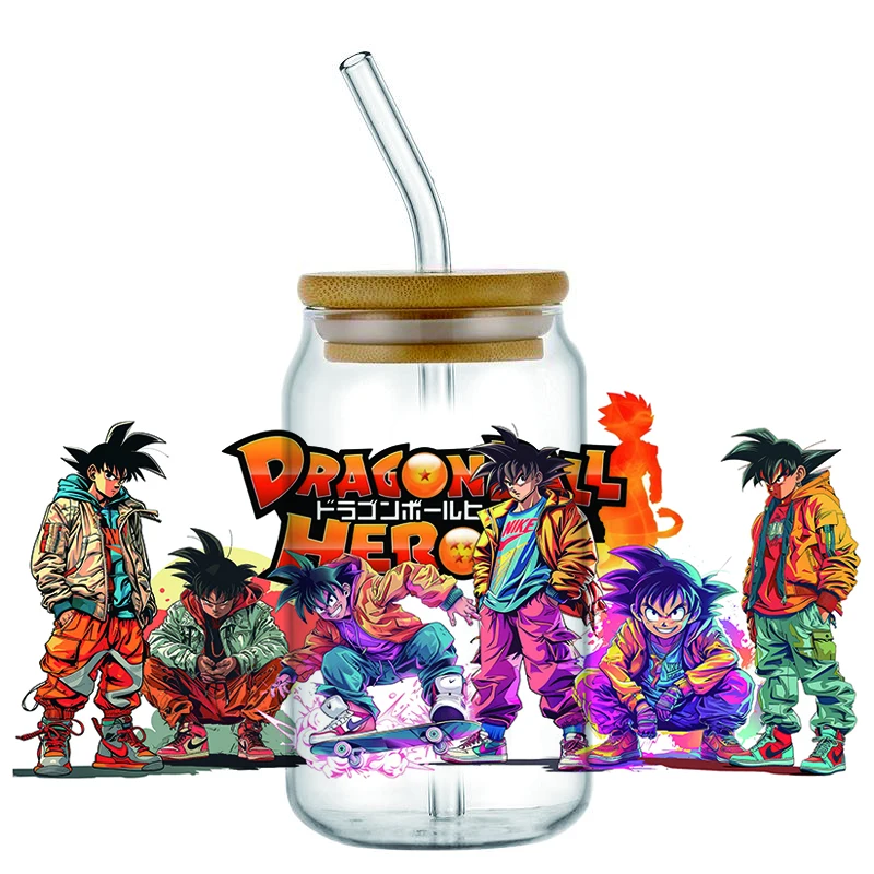 Minoso 3D Dragon Ball UV DTF Аниме Наклейка Для Стеклянной Кофейной Кружки Libbey 16 Унций На Окно