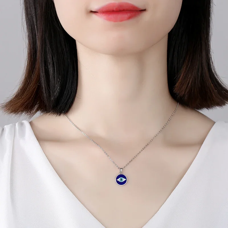 Ожерелье женское TONGZHE из стерлингового серебра 925 пробы с голубыми камнями