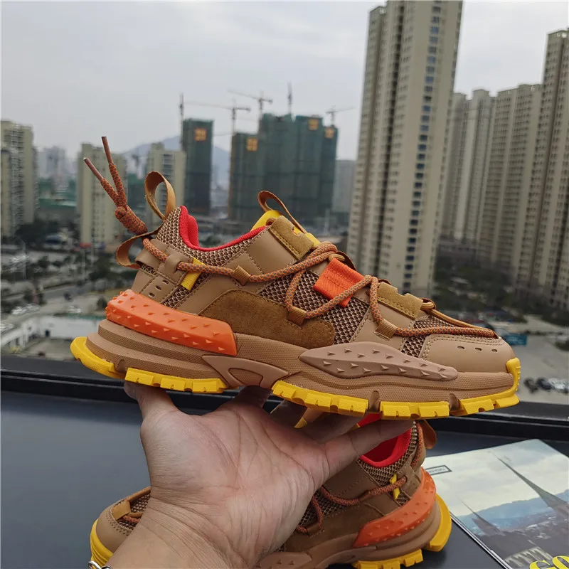 

Sneakers Shoes Men Spring Summer Leather Mesh Breathable Elevator Sports Shoes Tide Trend Thick Soles Increased Casual Men Shoes