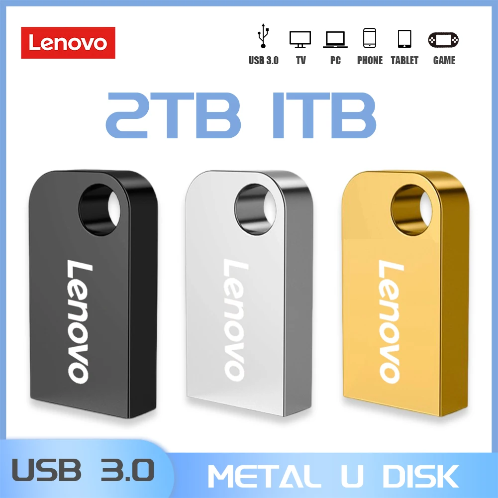 

Lenovo Mini Pen Drive 2TB 1TB 512GB Memory Portable Waterproof U Disk High-Speed USB3.0 Data Transmission Metal USB Flash Drive