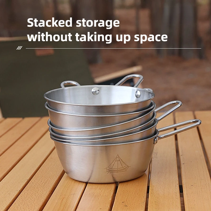 Купить Уличная походная миска для пикника Sierra Bowl 304 из нержавеющей стали 450 мл 600 мл столовая посуда для пикника барбекю походная чашка сумка для хра...