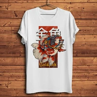 japan traditional style goldfish samurai funny t shirt men summer white casual short sleeve shirt unisex streetwear tee
