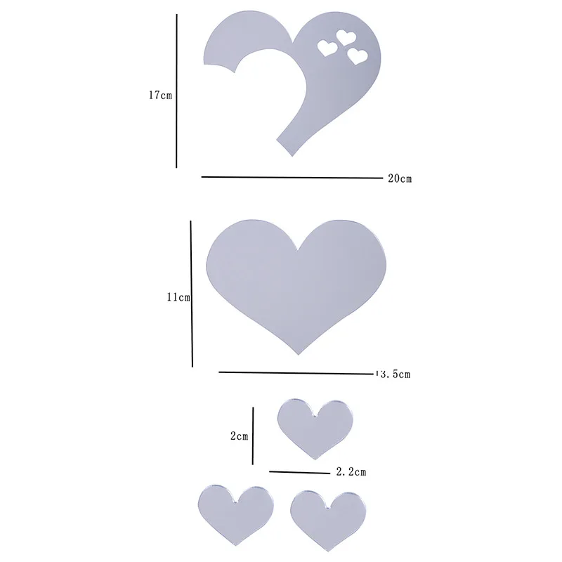 1Set 3D Love Hearts Mirror Wall Sticker Decal Wall Art Removable Wedding Decoration Kids Room Decoration Toilet Table Stickers images - 6