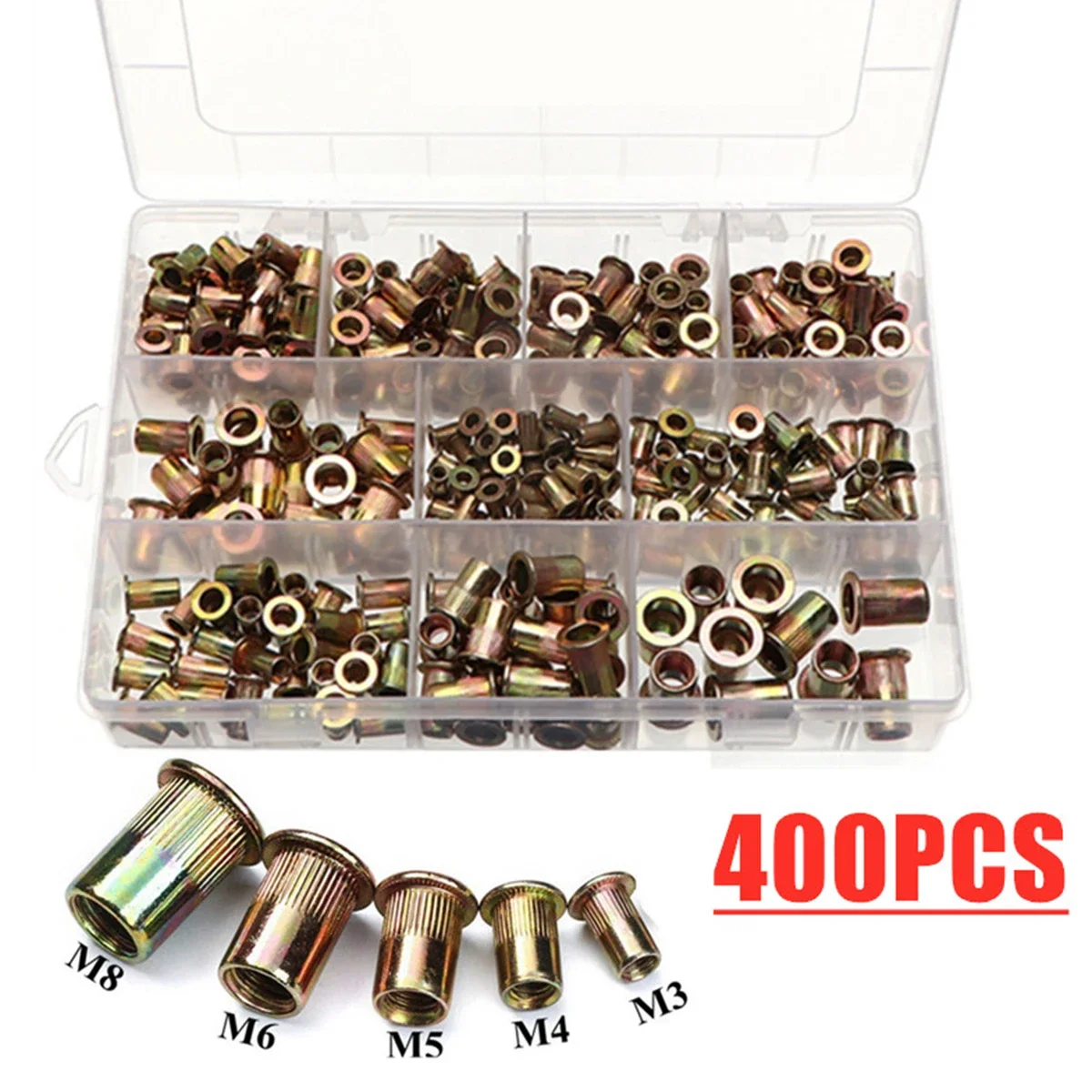 400 шт. M3 M4 M5 M6 M8 Заклепки или инструменты Заклепки из углеродистой стали Глухие гайки Гайки с плоской головкой Резьбовая вставка Заклепка Разные размеры Инструменты