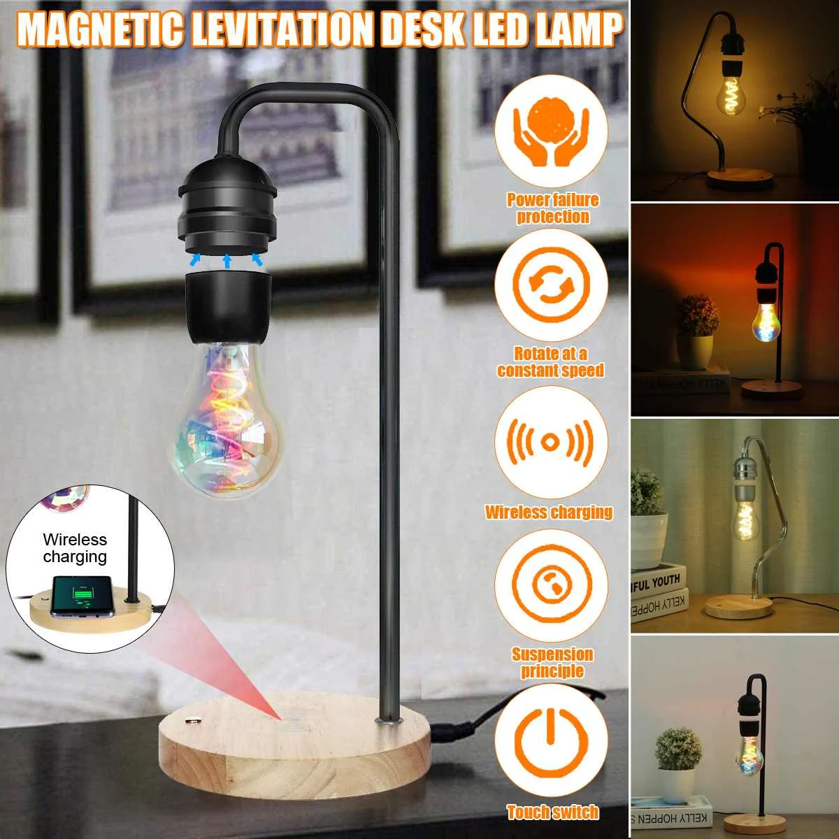 

Magnetic Levitation LED Light Bulb Wireless Charging LED Night Light Desk Lamps Bulb For Home Decoration Creativity Table Lamp