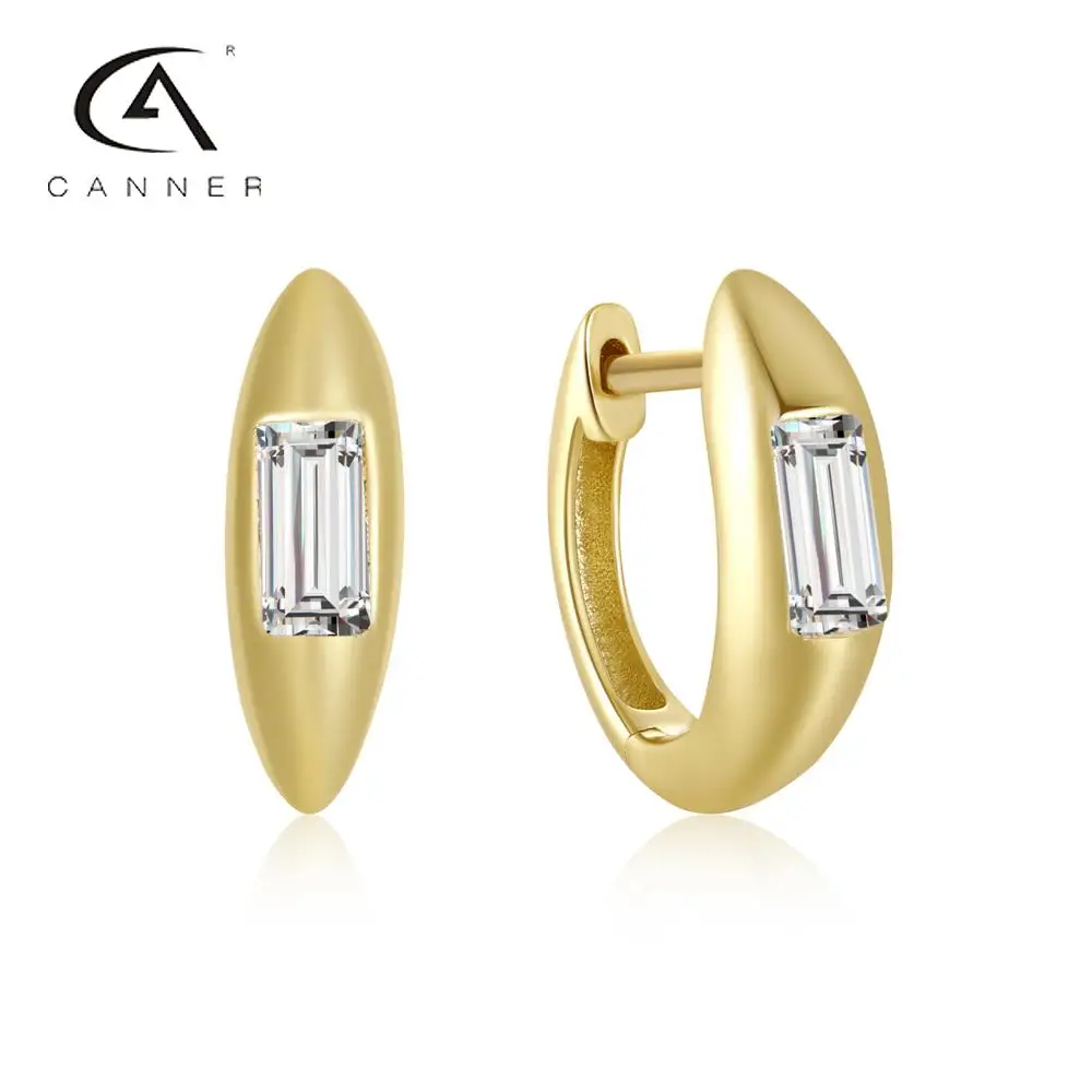 

CANNER Streamlined Square Diamond-studded Earring For Women S925 Sterling Silver Charm Zircon Pendientes Plata Jewelry Kolczyki