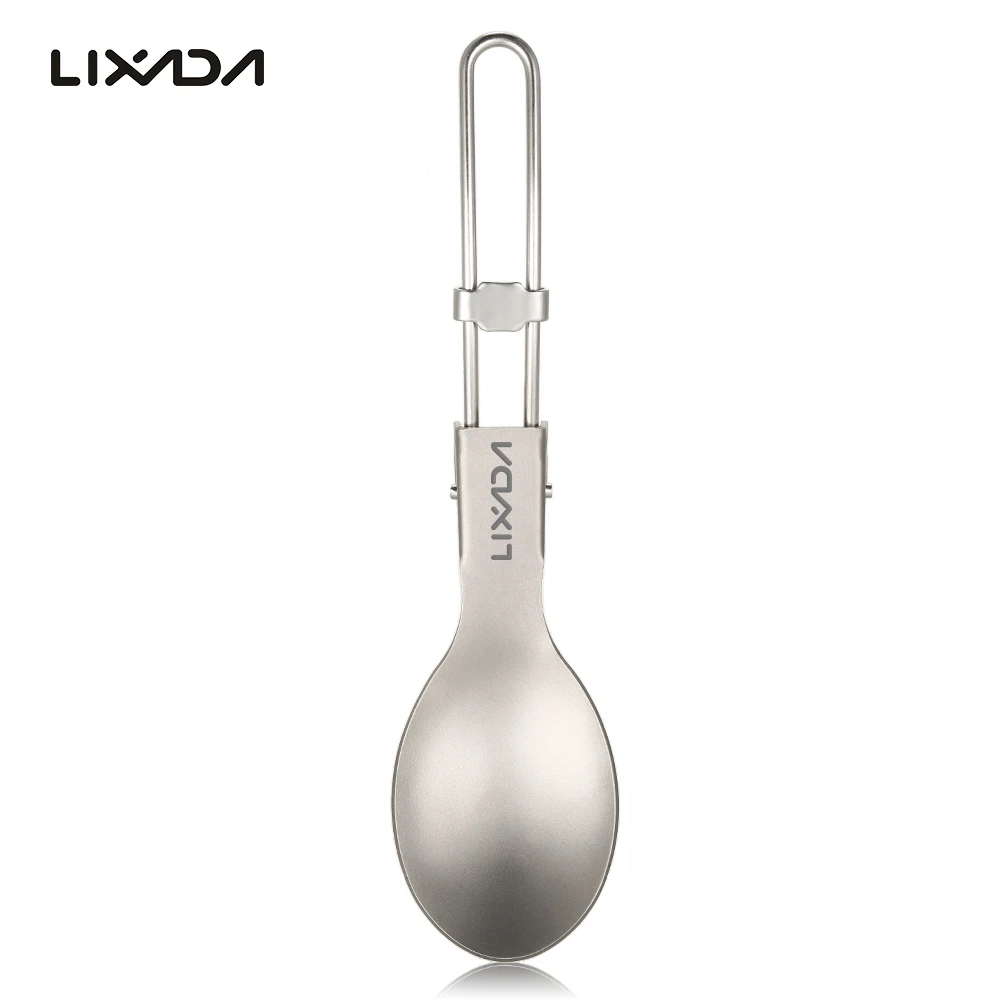 

Lixada Outdoor Camping Titanium Spoon Lightweight Folding Dinner Flatware Portable Multi-functional Picnic Travel Tableware