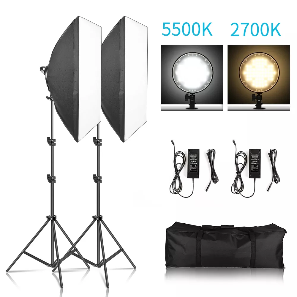 

Two Color Soft Box 50X70 LED Lamp Softbox Photography Lighting Kit Continuous Light System Accessories For Photographic Camera