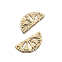 10pcs raw brass textured semi circle hollow leaf charms half round pendant for diy earrings necklace jewelry making supplies