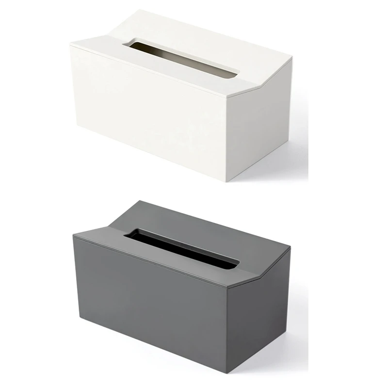 

2Pcs Kitchen Tissue Box Cover Napkin Holder For Paper Towels Box Wall Mounted - Gray & White