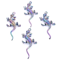 5pcs fashion new gecko charms pendant accessories alloy rainbow color for gift customied jewelry making earring necklace bulk