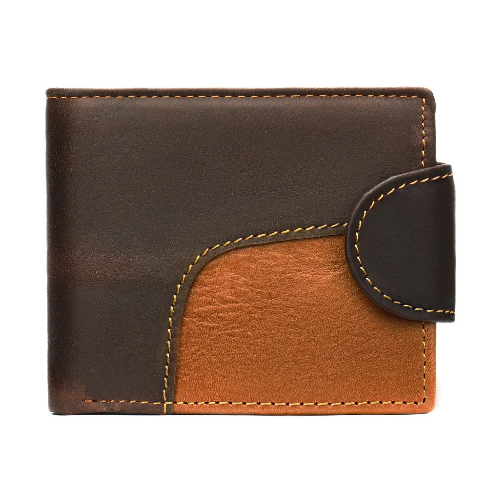 

Мужской кошелек из натуральной кожи, Двойные Короткие Кошельки, Мужской винтажный кошелек с застежкой, кошелек для монет, многофункциональный кошелек для карт