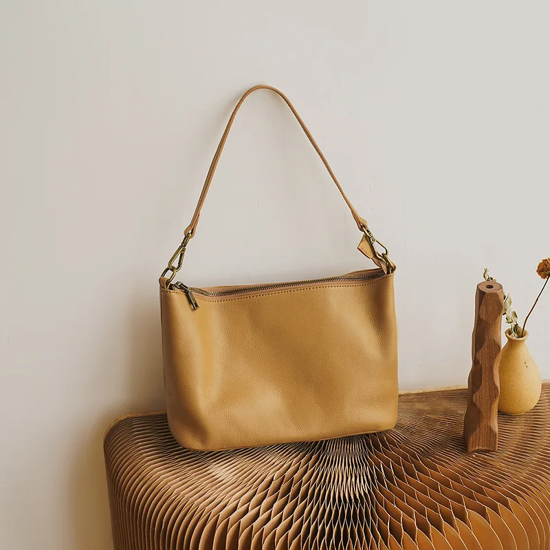 

Single shoulder bag with cowhide top layer fashionable and minimalist underarm bag genuine leather for women's handbag
