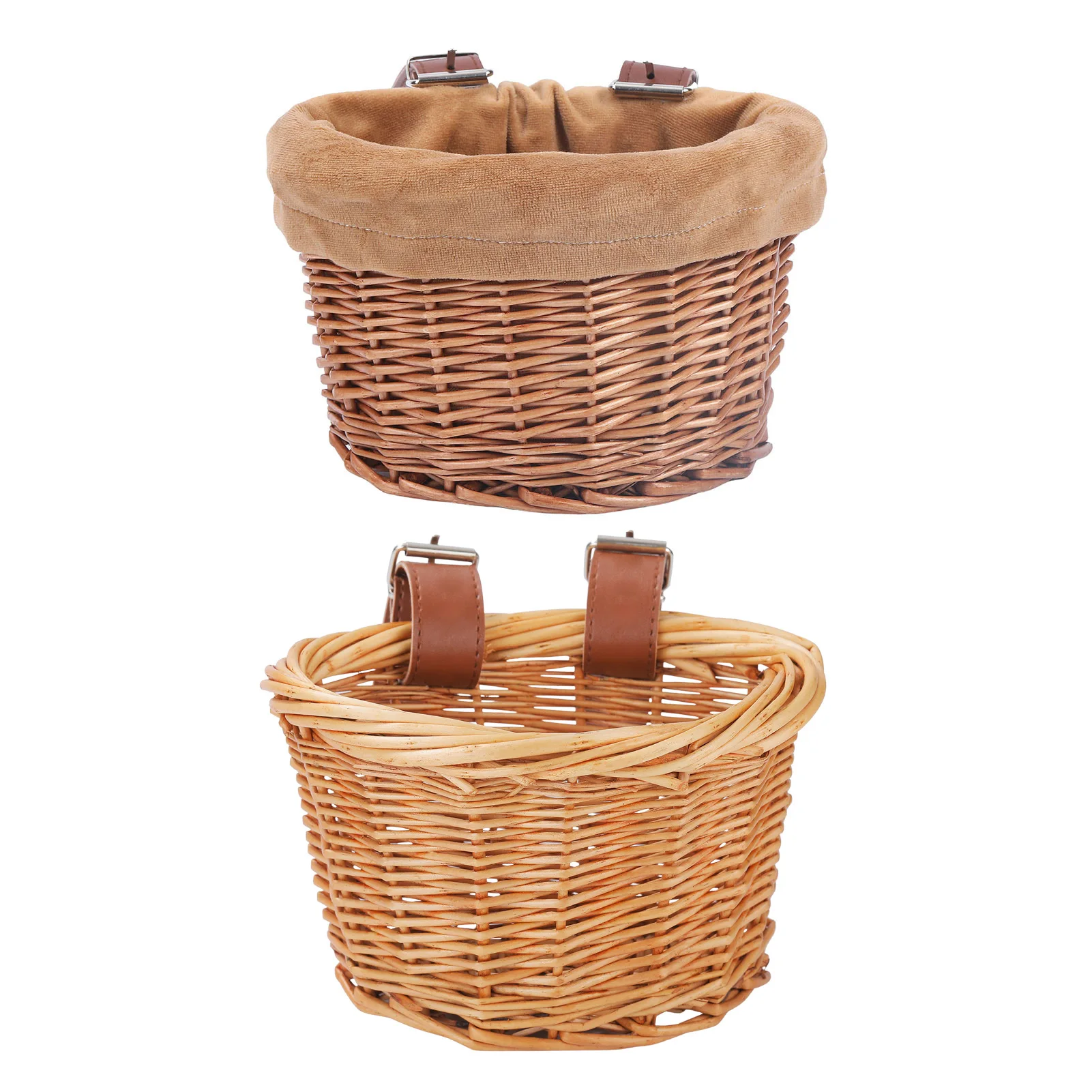 

Bicycle Basket for Kids Bike Scooter Baskets with 2 Leather Straps Detachable Wicker D-shaped Waterproof Handmade Storage Basket