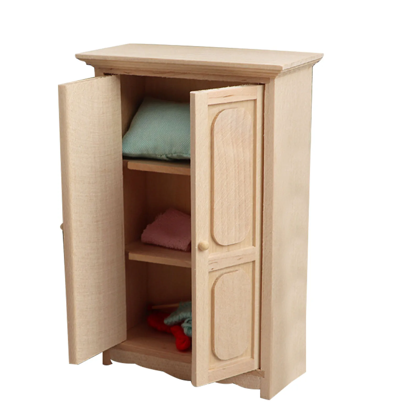 

New 1:12 Dollhouse Miniature Wooden Cabinet Wardrobe Doll House Handcrafted Bedside Table Furniture Model Decor Mini Cabinet