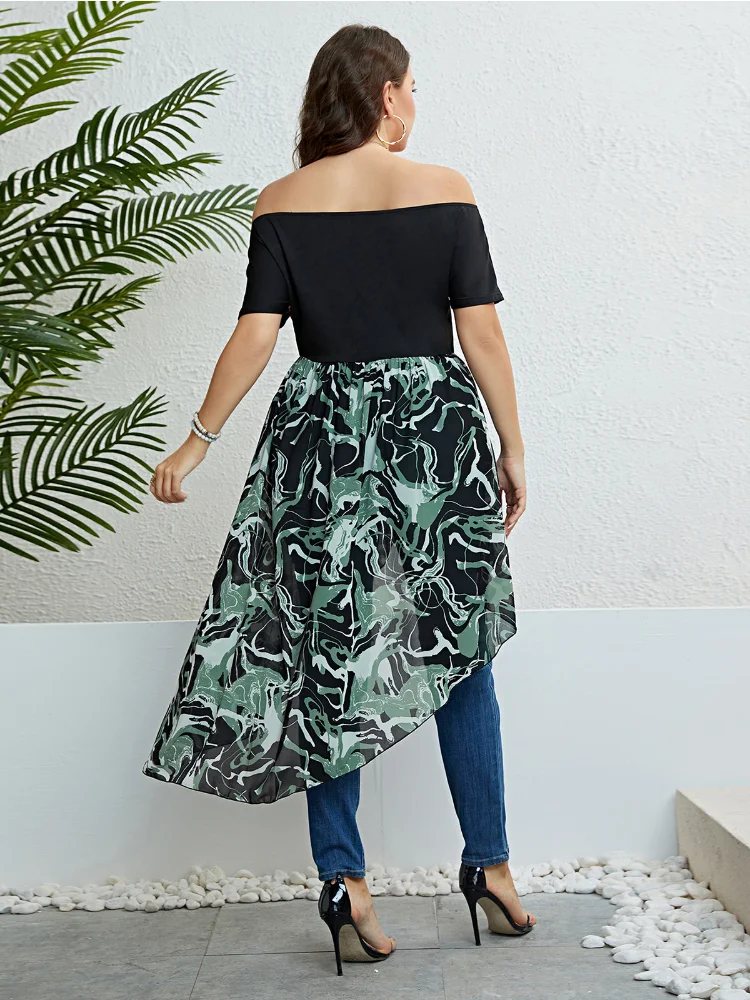 Summer one-shoulder irregular waist dress plus size party dress
