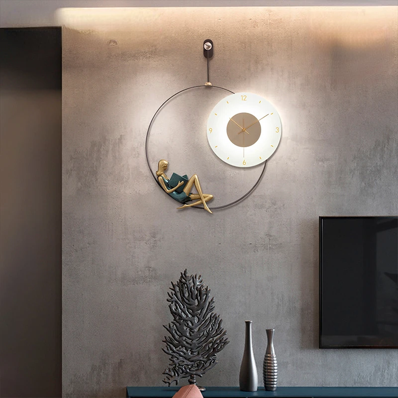 

Home Decor Modern Living Room Wall Clock Nordic Creative Light Luxury Fashion Lighting Clock Net Red Minimalist Wall Clock