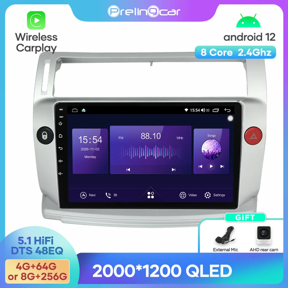 

Android 12 DTS Sound For Citroen C4 2004-2009 Years Navigation Multimedia Car Player Radio 2Din Stereo Bluetooth 48EQ