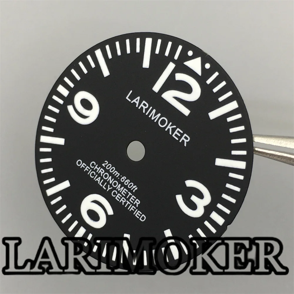 Светящийся циферблат для часов LARIMOKER черный и белый цвета 29 мм подходит NH35 NH36 ETA2824