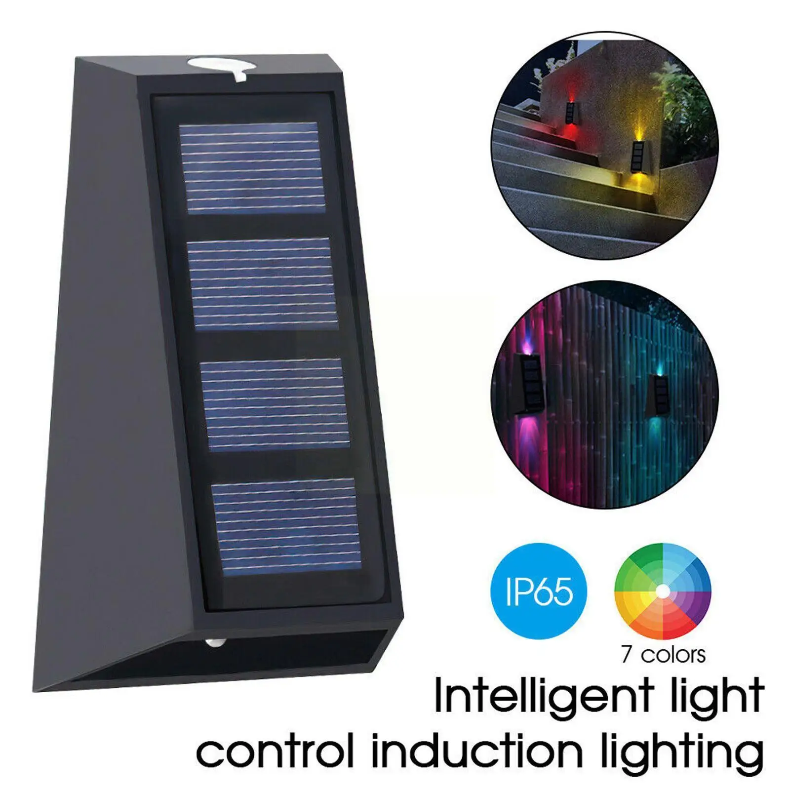 

2pcs LED Solar Wall Light Up & Down LED Lamp Colorful Waterproof Solar LED Porch Lights Solar Stair Lights For Garden Decor K9S9