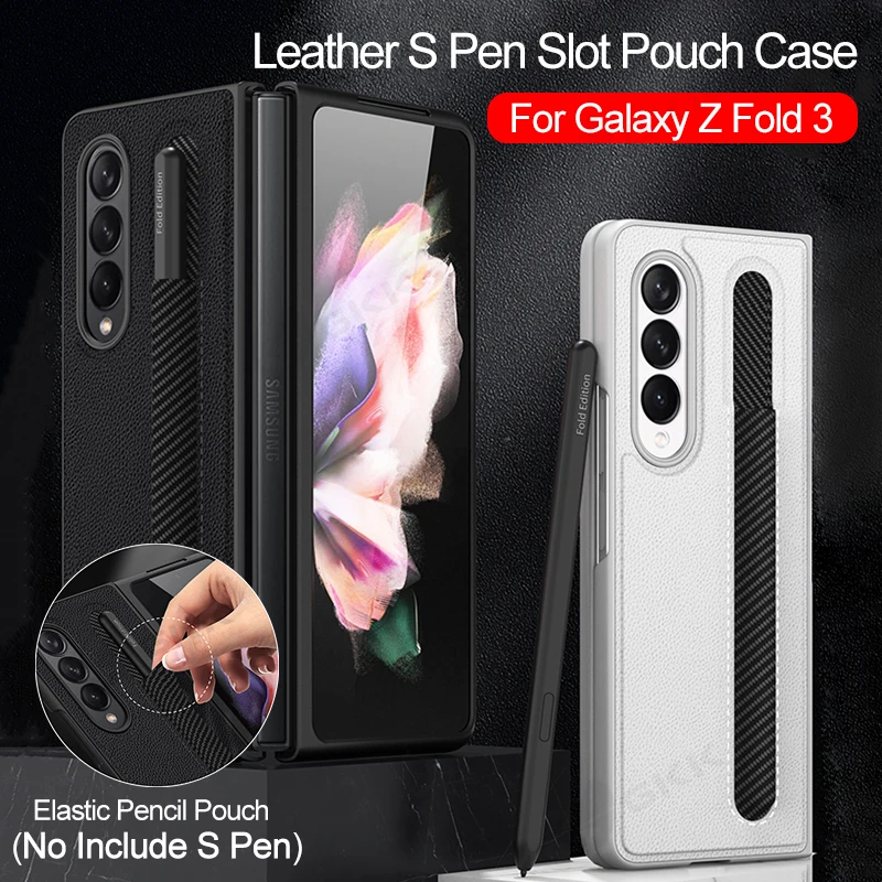

GKK Original Pen Slot Case For Samsung Galaxy Z Fold 3 5G Luxury Leather Shockproof Hard Case For Samsung Z Fold3 5G Cover Funda