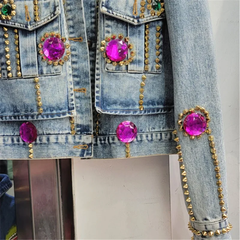 Тяжелые рабочие бриллианты с заклепками и большими карманами джинсовые куртки