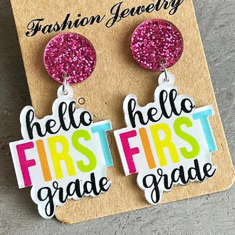 New Creative Colorful Simple English Acrylic Shining Earrings Fashion Personalized Women Charm Jewelry Interesting Gift