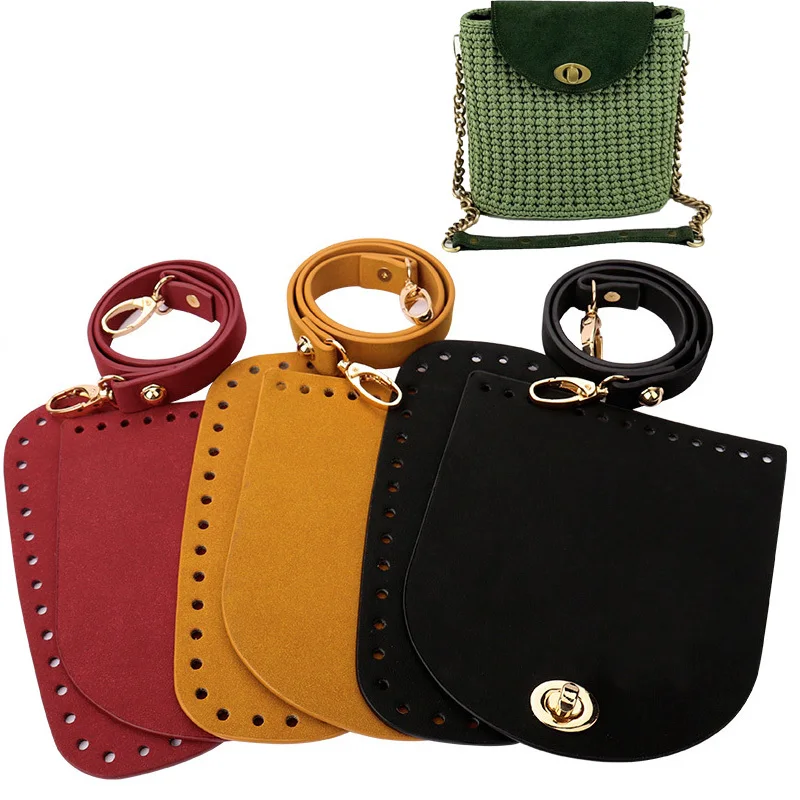 4Pcs/Set Hand-Made Shoulder Bag Bottom Cover Straps Zine-Alloy Set Accessories DIY Needle Hook Fujibara Woven Bucket Bag Strap