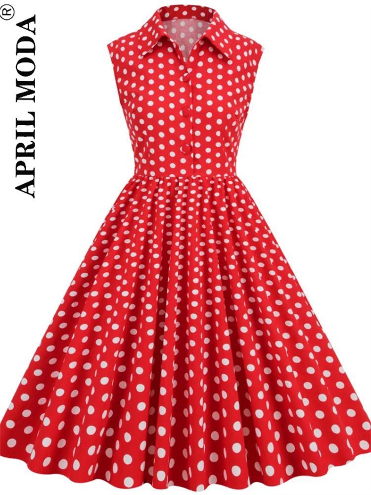 

Ретро винтажное 50s чайное рокабилли платье с принтом в горошек Розовый Белый Синий Красный элегантное подиумное миди-туника расклешенное вечернее короткое платье