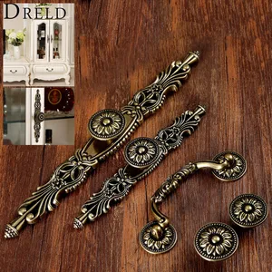 Мебельная ручка DRELD в античном стиле, винтажные ручки для шкафа и ручки для шкафа, шкафа, ящика, кухонная ручка для вытягивания, мебельная сумочка