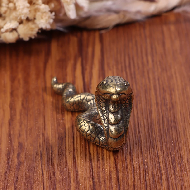 Античная бронзовая Кобра змея миниатюрные фигурки медные резьбы Зодиак животные