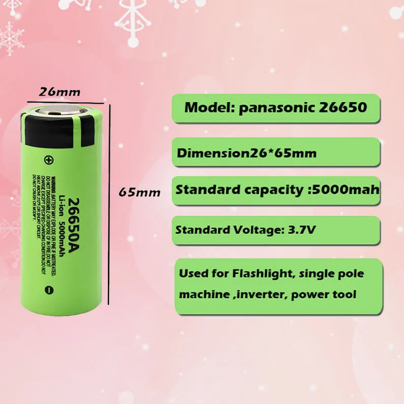 

100% оригинальная литиевая аккумуляторная батарея 26650 20A 26650A, 3,7 V 5100mA. Подходит для фонарика