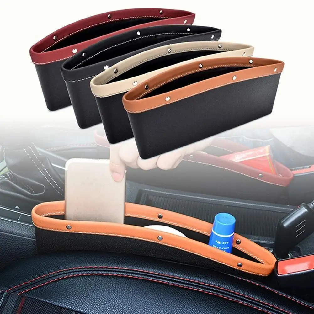 

Car Seat Gap Organizer Box Storage Bag PU Leather Car Seat Slit Gap Pocket Multifun Driver Seat Catcher Cup Holder Auto Accessor