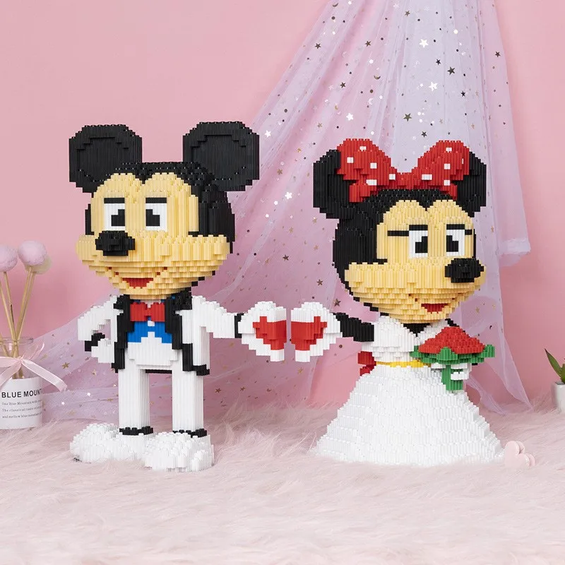 

New Disney Series Valentine's Day Mickey Minnie Wedding Building Blocks Couple Assembling Toys Boys and Girls Gifts