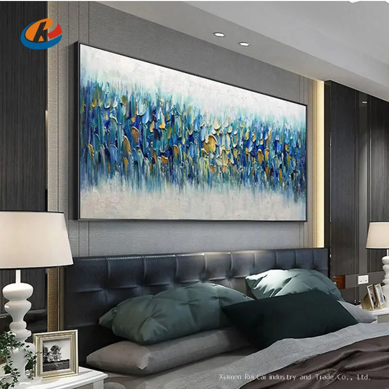 

Art Oil Paintings Hand Painted On Canvas Red Blue Abstract Artwork Texture Palette Knife Oil Paintings Modern Wall Home Decor